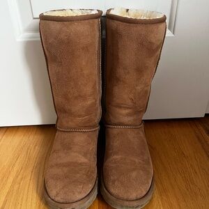 Brown Suede Shearling Boots